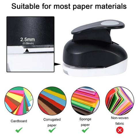 Three Pack Circle Punches Set For Paper Crafts 1.5 Inch, 1 Inch, And 0.6 Inch Round Hole Punches, close-up of black punch for cardstock