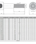 16 Piece Tough As Nails M4 X 140mm Hex Socket Head Cap Screws 12.9 Grade Carbon Steel dimensions and specifications chart.