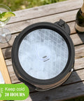 Insulated Ice Bucket For Parties With Scoop And Lid, Party Ready Large Capacity Double Wall Beverage Cooler, outdoor table view