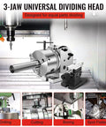 Heavy Duty Rock Solid Six Inch Cnc Rotary Table With Three Jaw Chuck And Dividing Head for precision drilling and cutting.