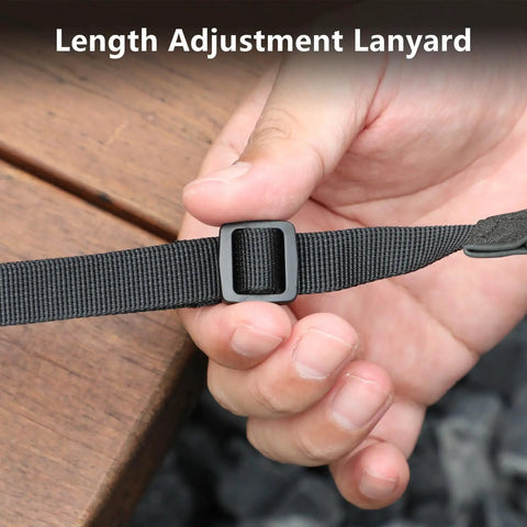 Length adjustment feature of Soft Leather Neck Strap Lanyard For Dji Rc 2 And Rc Pro 2 Remotes in black fabric.