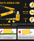 NEWTRY 10-ton hydraulic ram jack with CP-180 hand pump and hose, yellow metal tool