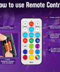 Remote control for Lit Rotating 6 Inch Mirror Ball Party Light with motor, 12 RGBW colors, 4 light modes, variable RPM