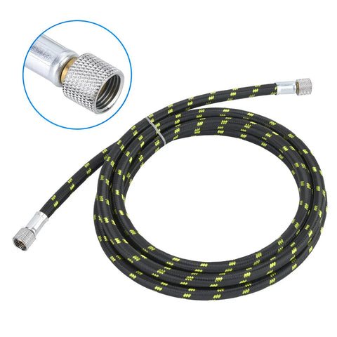 Two Pack Braided Airbrush Hoses Five Point Nine Feet With One Eighth Inch Twist Fittings For Nail Techs Spray Painters And Model Makers Ensuring A No Fuss Hookup Daily. Close-up of twist fitting detail.