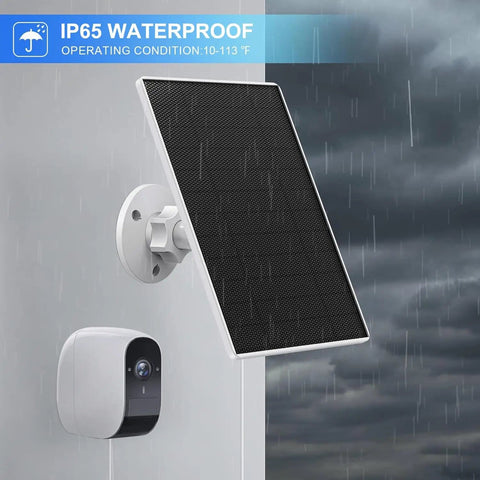 6W Outdoor Solar Panel Charger For Popular Security Cameras Including 2C 2C Pro 2Pro E20 E40 Solo And SoloCam Spotlight on wall in rain