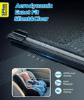 Premium All Weather Windshield Wiper Blades Compatible With Nissan Altima Rogue Sentra Versa Pathfinder Durable Natural Rubber Design Includes Microfiber Car Wash Towel For Clear Sightlines And Road Ready Performance, shown with water droplets.