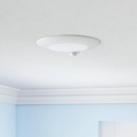 Motion Activated LED Closet Light With Hardwired Installation on ceiling, white 6 7/8 inch, ideal for pantries, 5000K daylight, ETL listed