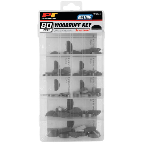 80 Piece Woodruff Key Assortment Metric Set With Eight Popular Sizes In A Resealable Case for versatile repairs.