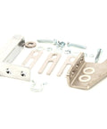 Left Hand Door Hinge Kit For Cart Model 950909 with steel components and screws shown disassembled for commercial refrigeration doors