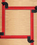 Adjustable Router Jig For Cutting Boards And Grooves, Square Template Guide With A 23.6 By 23.6 Inch Frame in red on wood surface