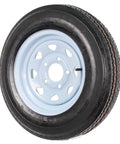 Two-Pack Trailer Tires On Rims 5.30-12 5 Lug Bolt Pattern White Spoke Wheel, 12-Inch Rim, 4-Inch Width, side view