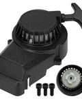 Alloy Recoil Pull Starter For SYX Moto 50cc Dirt Bike And 47cc 49cc 2 Stroke ATVs, black aluminum starter with mounting screws