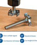 1 Inch Surfacing CNC Router Bit For Spoilboard And Wood Flattening, 1/4 Inch Shank, Carbide Tipped, Ultra Smooth Finish, 4 Flute