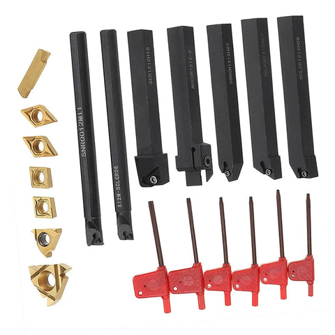 Hilitand Lathe Turning Tool Kit With 1/2 Inch Shank Carbide Inserts, heavy duty tools for threading, boring, and grooving.