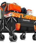 Foldable Utility Wagon Totes Heavy Haul Up To 460 Lbs With 280L Cargo Space loaded with gear and all terrain wheels