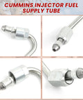 High Performance 6 Piece Fuel Injection Lines For Dodge Cummins Diesel Replace 4935976 4935982 4935981, steel fuel tube close-up