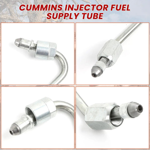 High Performance 6 Piece Fuel Injection Lines For Dodge Cummins Diesel Replace 4935976 4935982 4935981, steel fuel tube close-up
