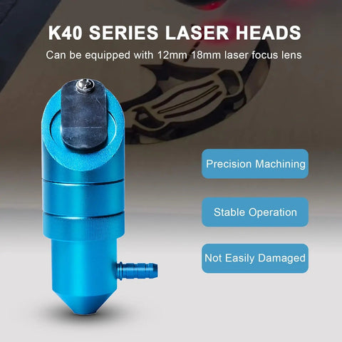 K40 Laser Head With Air Assist For CO2 Laser Engraver, Drop-In Mount, 12mm Or 18mm Focus Lenses, FL 50.8mm, installed view