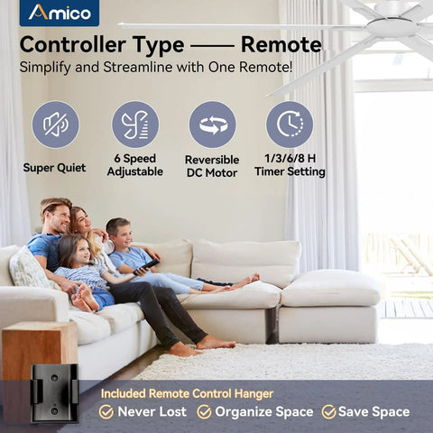 Family enjoying indoor comfort under a Straight Up Awesome 84 Inch Industrial Ceiling Fan With Remote, featuring remote control and quiet operation.