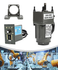 High Torque AC Gear Motor 6W 110V with Variable Speed Controller and Bracket for industrial applications.