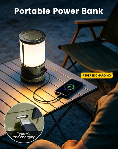 Ultimate Super Bright Rechargeable Camping Lantern Flashlight With Built In Power Bank And Seven Lighting Modes Waterproof for outdoor use