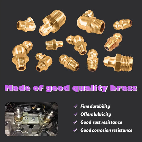 All In One SAE And Metric Brass Grease Nipple Kit With Caps 156 Pcs Hydraulic Fittings Set brass zerks and benefits overview