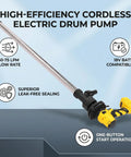 Aolidsive Cordless Drum Pump With 8000Rpm Motor And Stainless Steel Pipe for fast 60-75LPM water kerosene transfer and leak-free operation.
