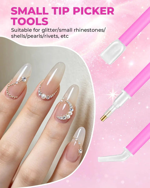 Rhinestone Picker Tool Kit With 40 Dual-Ended Acrylic Pens 40 Replacement Tips 4 Storage Trays And 24 Clay Pieces for nail art