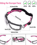 All Day Comfort Anti Fog Safety Goggles For Women With HD Scratch-Resistant Lenses, pink frame, measurement guide