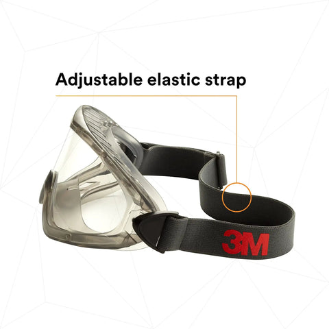 Side view of GoggleGear Indirect Vent Safety Goggles With Clear SGAF Lenses, Anti-Fog Coating For Droplet, Splash, with elastic strap