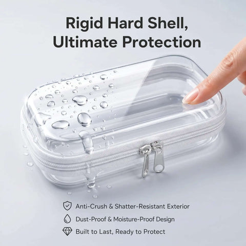 Tough As Nails Clear Hard Shell Zipper Pouches, 4 Pack Crush Proof Organizers, moisture-proof design with rigid hard shell.