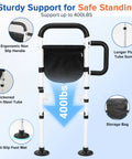 Adjustable Bed Rails For Seniors With Non Slip Grab Bar And Storage Pocket ASTM Approved Bed Cane with support features