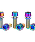 Rainbow Titanium Alloy M5x16mm 18mm Tapered Head Allen Hex Bolt With Washer For Mountain And Road Bike Stem Parts Pack Of 6