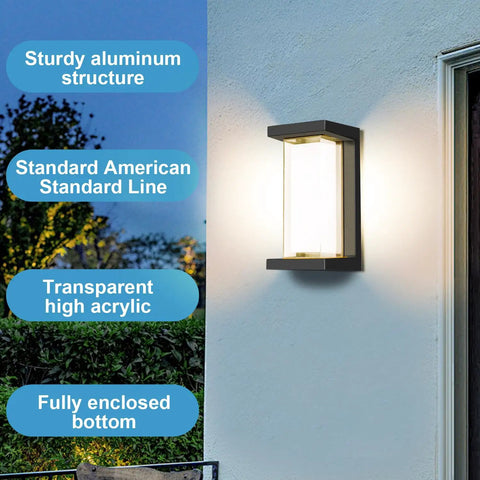 18W Outdoor Porch Light 1800 Lumen 6000K LED Exterior Wall Light Matte Black IP65 Waterproof lighting a garden path