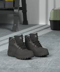 Steel Toe Boots For Men Work Shoes With Puncture Resistant Plate And ASTM F2413 18 Safety Standard, built for industrial use.