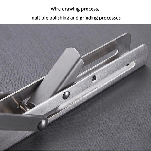 Heavy Duty Folding Shelf Brackets Built Legit Durable With Seamless Stainless Steel Wall Mount Table Support Hardware For Space Savvy DIY Setups And Collapsible Floating Shelves close-up of polished stainless steel bracket mechanism