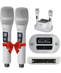 Wireless Karaoke Microphone Set With Dual UHF 2x100 Channel Receiver, high fidelity sound, rechargeable mics and receiver.