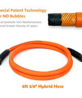 Six Foot Hybrid Air Compressor Hose Kit Including Ten Piece Built Tough Brass Fittings And 3/8 Inch Whips Plus 1/4 Npt Plugs For Pro Grade Shop Sessions And No Sweat Auto Repairs, 6ft orange hybrid hose with brass fittings.