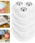 Eight white self-adhesive swivel casters for easy bedroom move planning, strong and durable, designed for mobility without drilling. Total Game Changer For Moving Bedroom Sets With Eight Heavy Duty Swivel Casters And Strong Peel And Stick Pads That Lets Bedside Tables Roll Like Butter Without Drilling.