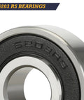 Close-up of 6203RS Deep Groove Ball Bearings 5 Pack Double Rubber Sealed Pre Lubricated 17x40x12mm Industrial Replacement