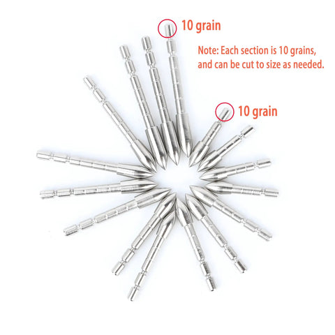 Archery Field Points Set 24 Pcs 60 80 100 120 Grain Insert Tips For 4.2mm Shafts arranged in a circular pattern