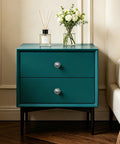 10 Pack 1-1/4 Inch Brushed Nickel Solid Zinc Alloy Euro Style Cabinet Knobs And Drawer Pulls on teal dresser in bedroom