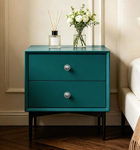 Green dresser with 30 Pack One And One Quarter Inch Brushed Nickel Solid Zinc Alloy Euro Style Cabinet Knobs for furniture upgrade