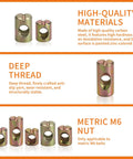 Durable M6 Barrel Nut Set With Cross Dowel Joint Nuts For Furniture Repair, 77-Piece zinc-coated for rust resistance