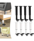 Four Pack Smooth Rolling Swivel Furniture Casters With Locking Brakes, black and white bases, designed for heavy couches and desks.