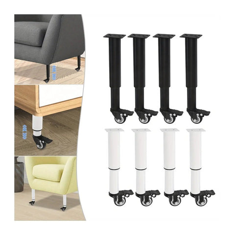 Four Pack Smooth Rolling Swivel Furniture Casters With Locking Brakes, black and white bases, designed for heavy couches and desks.