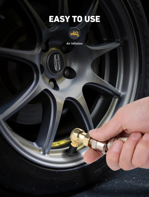 2 Pack Closed Ball Air Chucks With 360 Degree Swivel Plug For Leak Free Tire Inflation Hose Safe Design Keeps Hoses From Scratching Fittings Easy Quick Connect Pneumatic Adapters Durable Brass Build on car tire valve