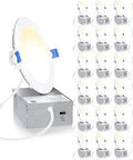 24 Pack 4 Inch LED Recessed Ceiling Lights Dimmable 3CCT 3000K 4000K 5000K No Hassle Install 750LM 9W 120V High Brightness Canless Wafer Downlight