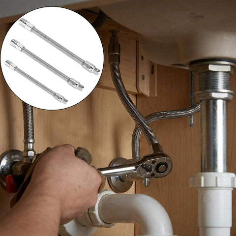 Three Piece Flexible Shaft Socket Extension Set For Impact Wrench With 1/4 Inch 3/8 Inch And 1/2 Inch Drives for under-sink repair