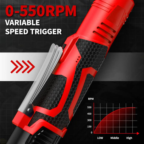 Cordless Electric Ratchet Wrench Set With 40 Ft-Lbs Torque, 550 RPM, 16.8V Power Tool, 3/8 Inch Drive, 1/4 Inch Adapter, LED Light, Dual 2.0Ah Batteries And Fast Charger with variable speed trigger